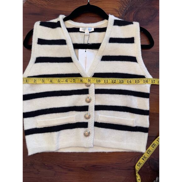 Line & Dot Tumi Top Striped Sleeveless Sweater Gold Buttons Sz S NWT $88 - Picture 8 of 14